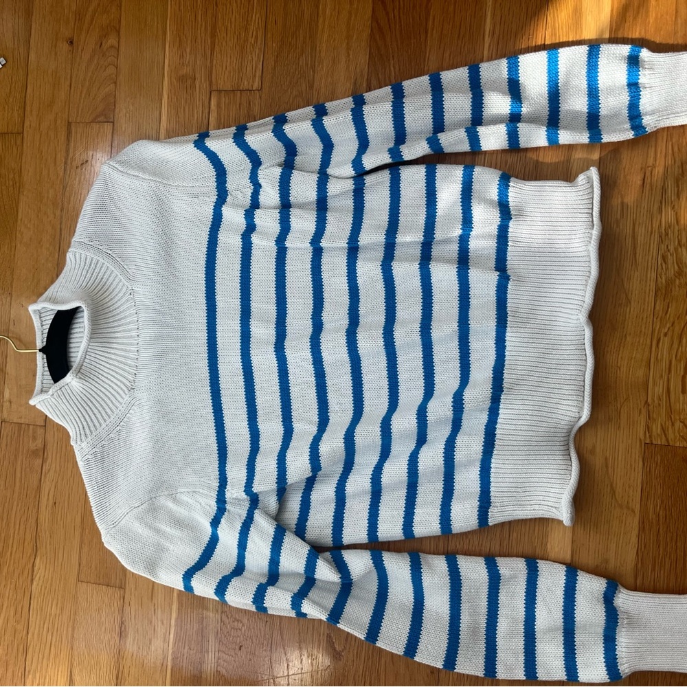 White and Blue Striped Sweater